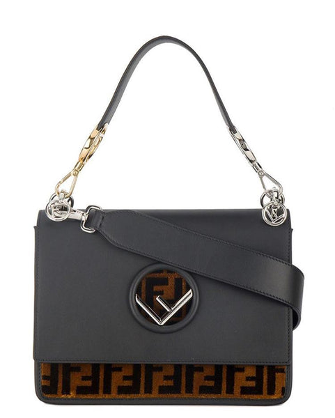 Fendi Kan I FF Logo Velvet Bag Luxury Fashion Clothing and Accessories