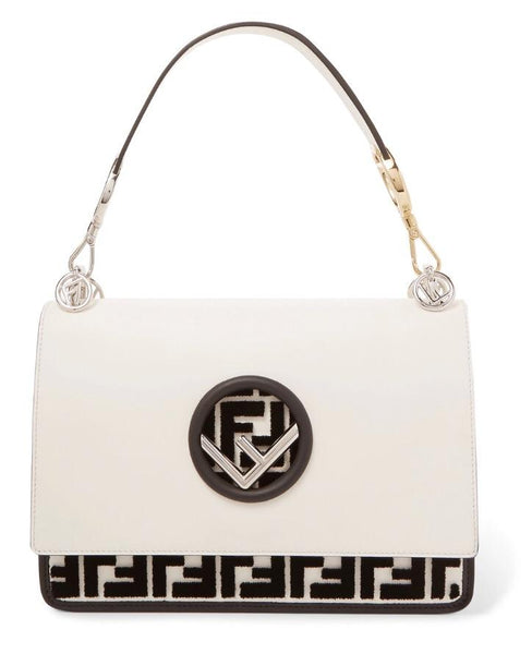 Fendi Flocked Black White Shoulder Bag