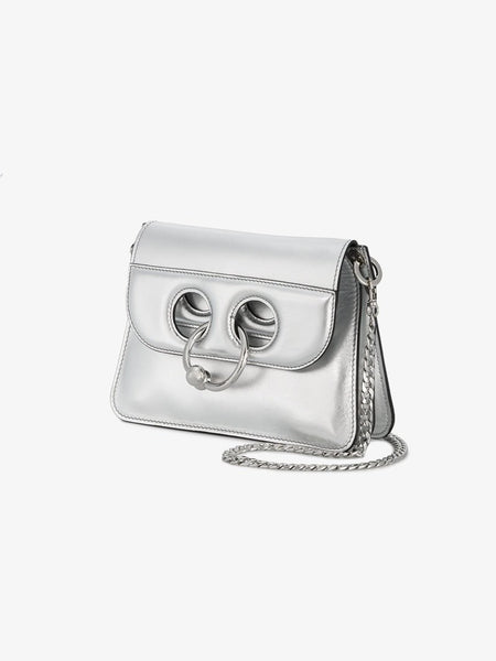 jw anderson mini pierce backpack Bag Selva Green  Labellov Metallic leather shoulder bag with silvertone ring detail J.W. Anderson Women's Pierce Mini