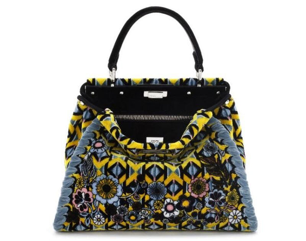 Fendi Peekaboo Mini Embroidered Velvet Bag Fendi Velvet Peekaboo