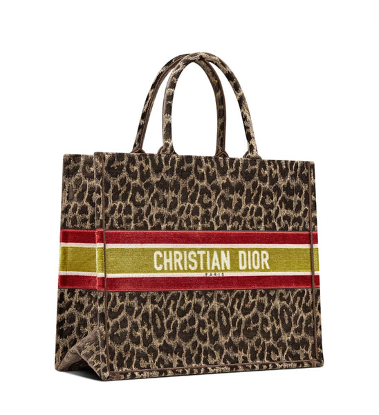 Dior Book Tote Leopard Velvet Luxury Fashion Clothing and