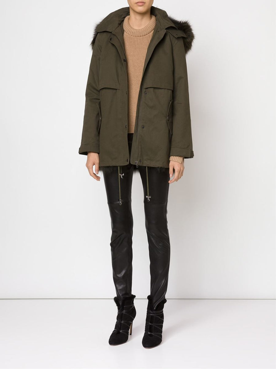 Jocelyn Green Fur Army Jacket - Luxury Next Season 