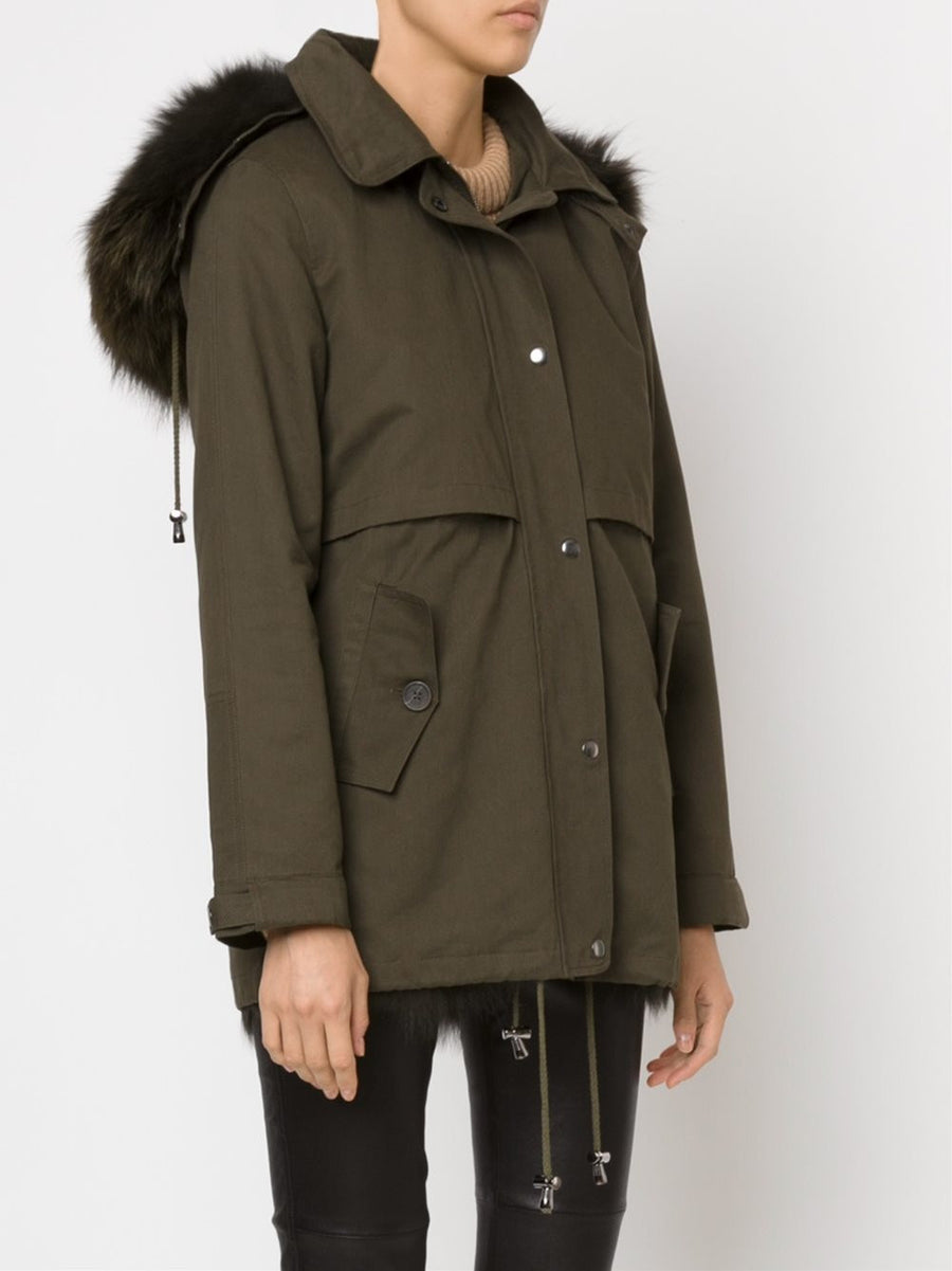 Jocelyn Green Fur Army Jacket - Luxury Next Season 