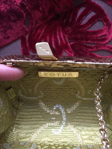 Kotur Ltd Italy Gold Snakeskin Knot Clutch - Luxury Next Season 