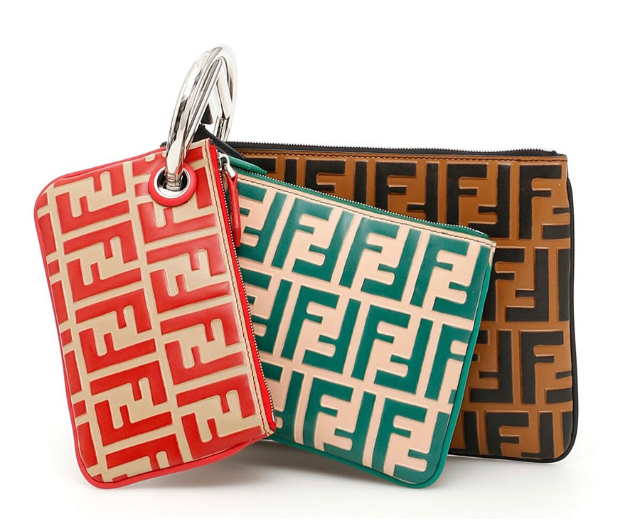 Fendi Triplette FF Pouch Luxury Fashion Clothing and Accessories