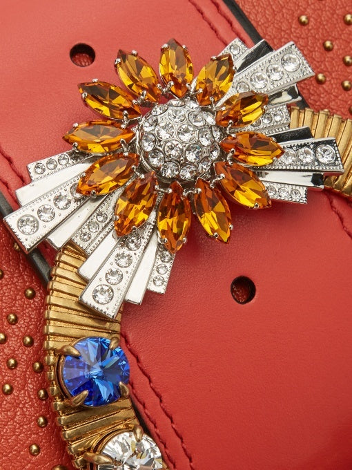 Miu Miu Coral Dalia Embellished Bag | Luxury Fashion Clothing and