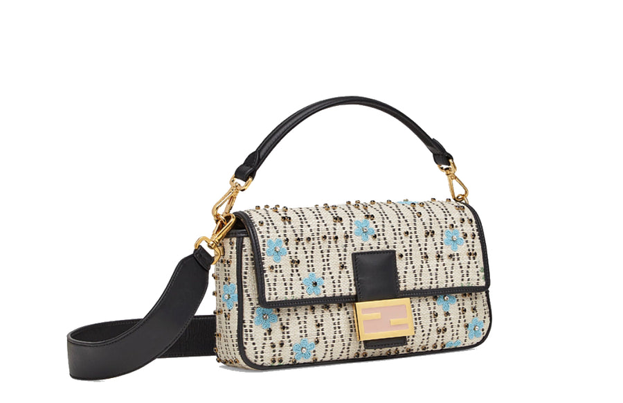 Fendi Baguette White Raffia Bag