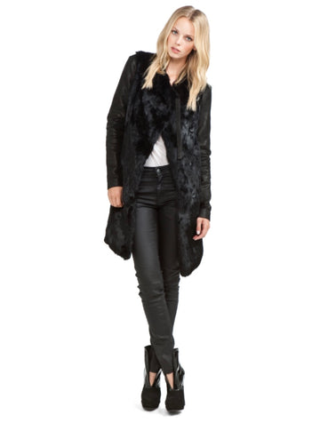 Helmut Lang Fur Leather Combo Coat - Luxury Next Season 