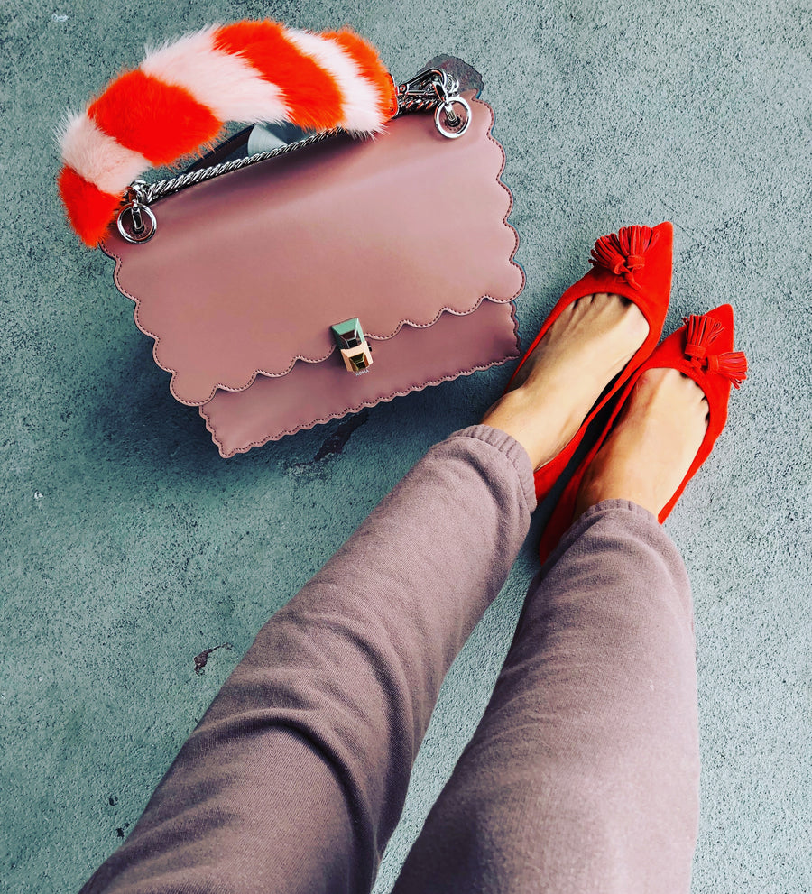 Fendi Mini Orange Pink Fur Strap Luxury Fashion Clothing and Accessories