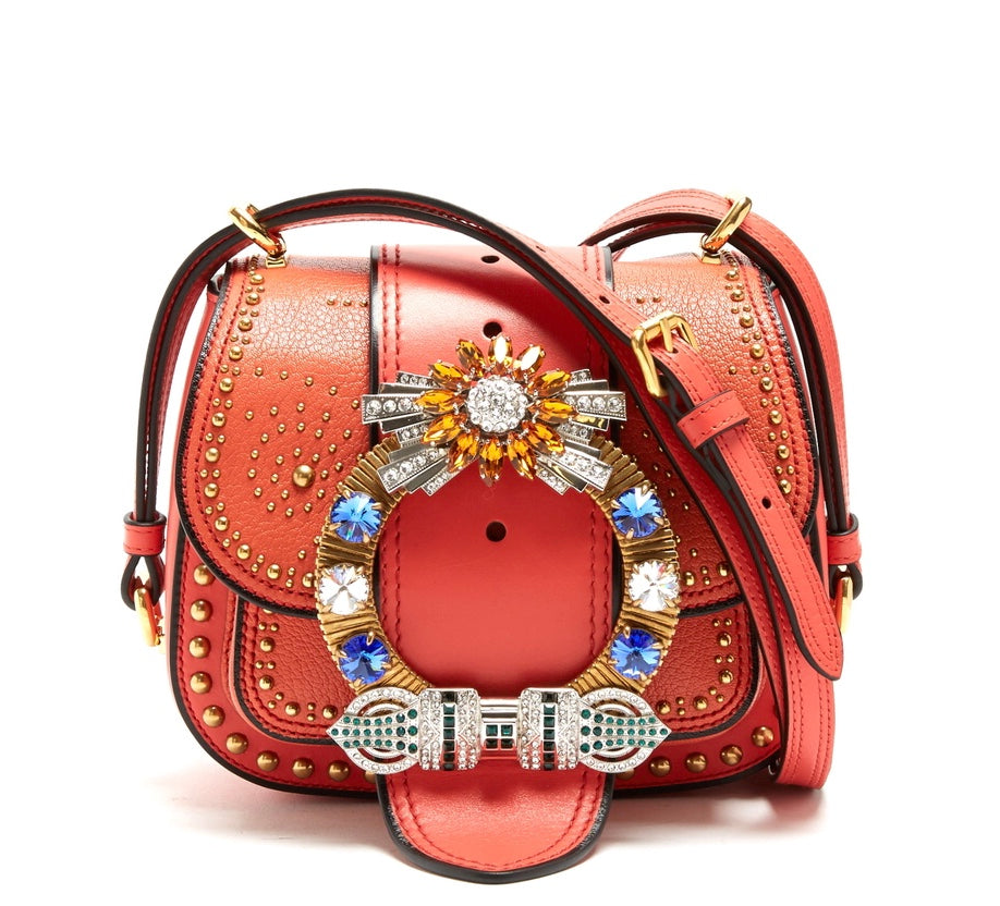 Miu Miu Coral Dalia Embellished Bag | Luxury Fashion Clothing and