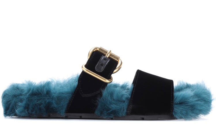 Prada Fur Velvet Sandals - Luxury Next Season 