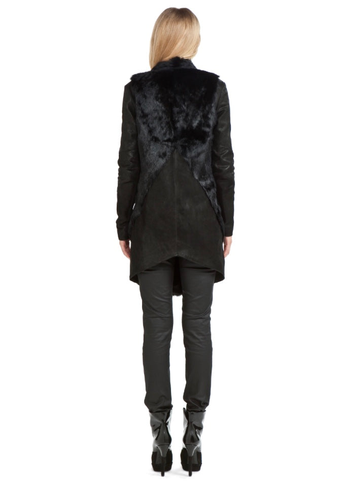 Helmut Lang Fur Leather Combo Coat - Luxury Next Season 