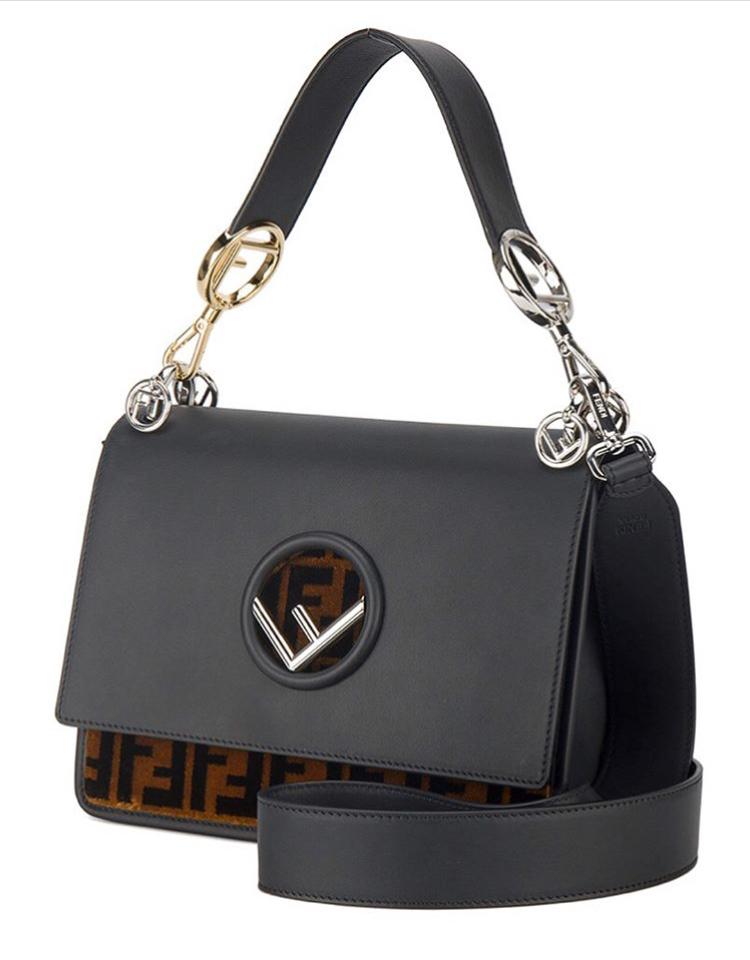 Fendi Kan I FF Logo Velvet Bag Luxury Fashion Clothing and Accessories