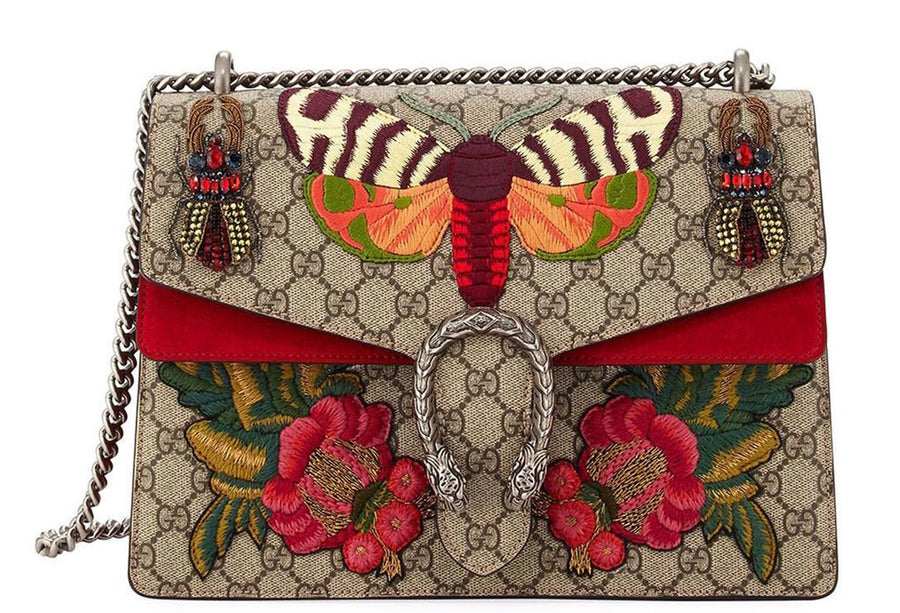 Gucci black 2025 bag with butterflies