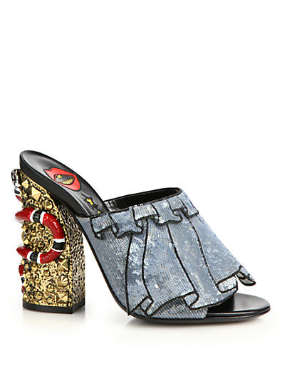 Gucci Owen Coral Sequin Sandals Luxury Fashion Clothing and