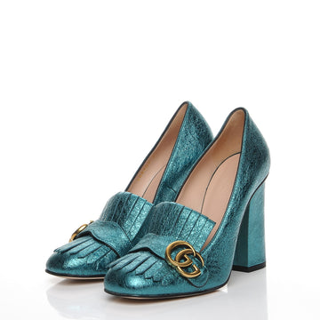 Gucci GG Metallic Teal Heels - Luxury Next Season 