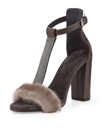 Brunello Cucinelli Fur Sandals - Luxury Next Season 