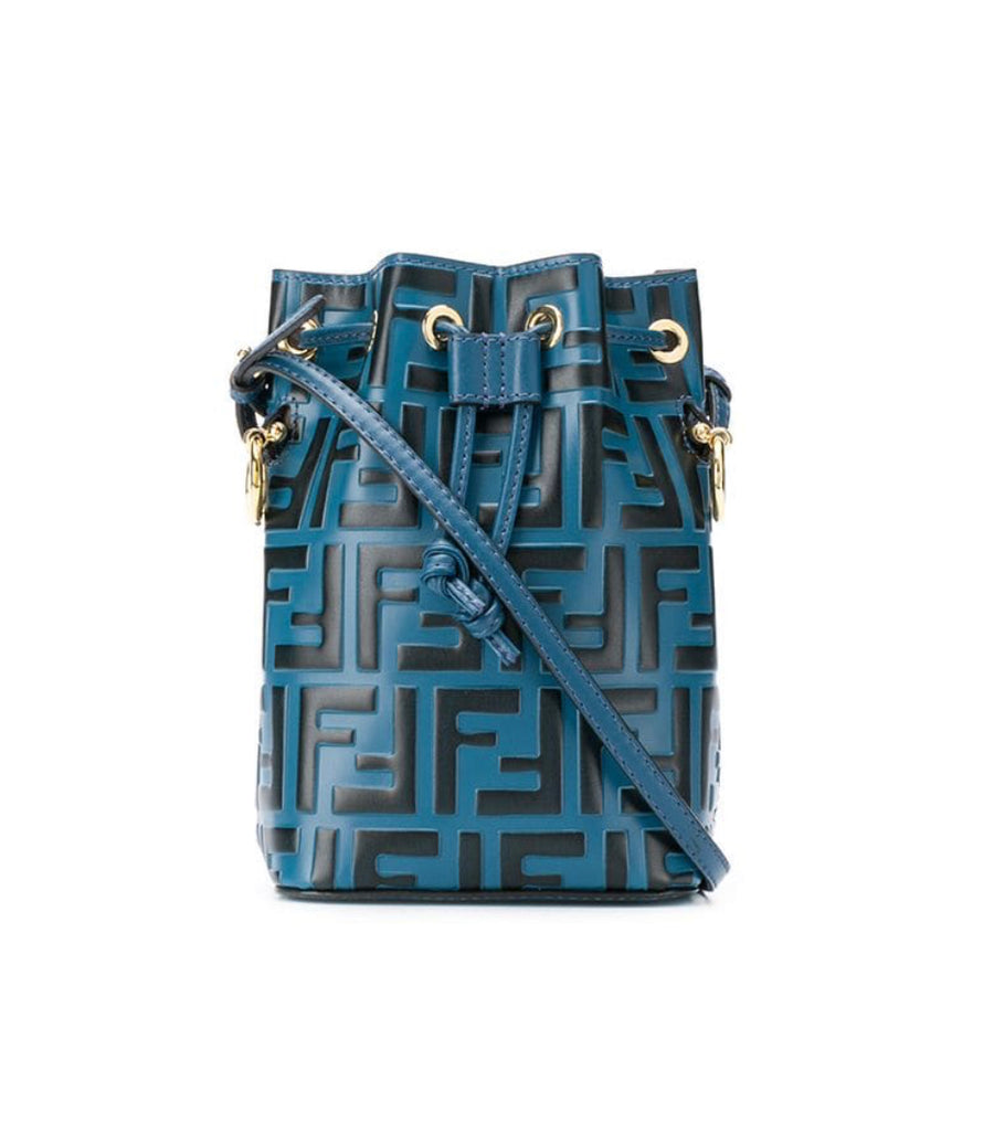 Fendi Black, Pattern Print Mini Mon Tresor Bucket Bag