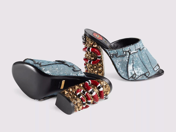Gucci Owen Coral Sequin Sandals - Luxury Next Season 