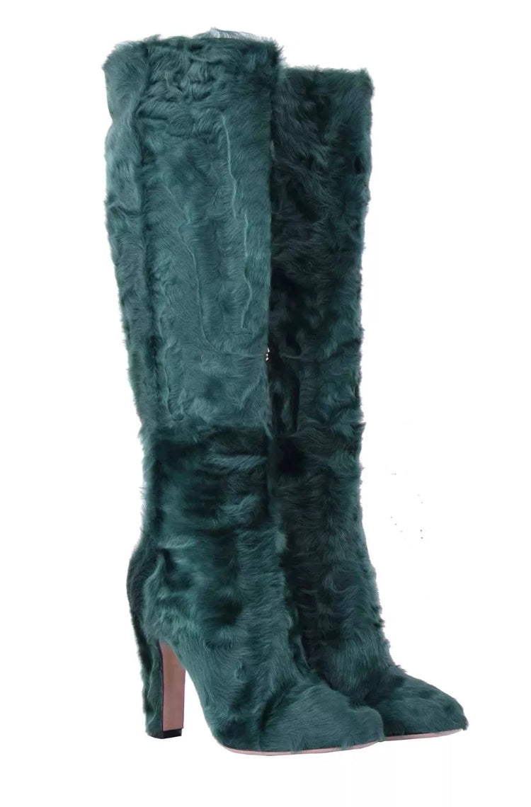 Dolce Gabbana Fur Karakul Vally Boots - Luxury Next Season 