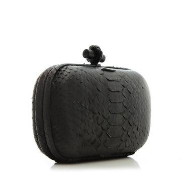 Bottega Veneta Knotted Long Black Python Clutch - Luxury Next Season 