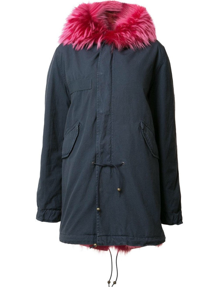 Mr and Mrs Italy Parka Coyote Hot Pink Midi Parka - Luxury Next Season 