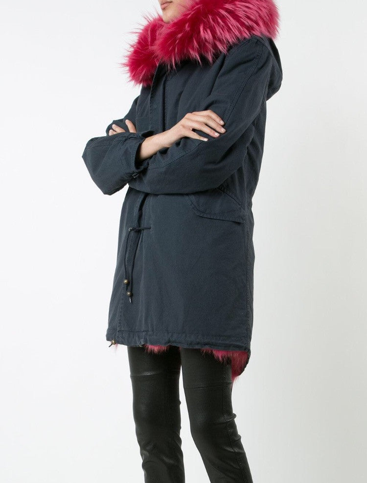 Mr and Mrs Italy Parka Coyote Hot Pink Midi Parka - Luxury Next Season 