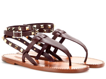 Valentino Studded Double Leather Sandals - Luxury Next Season 