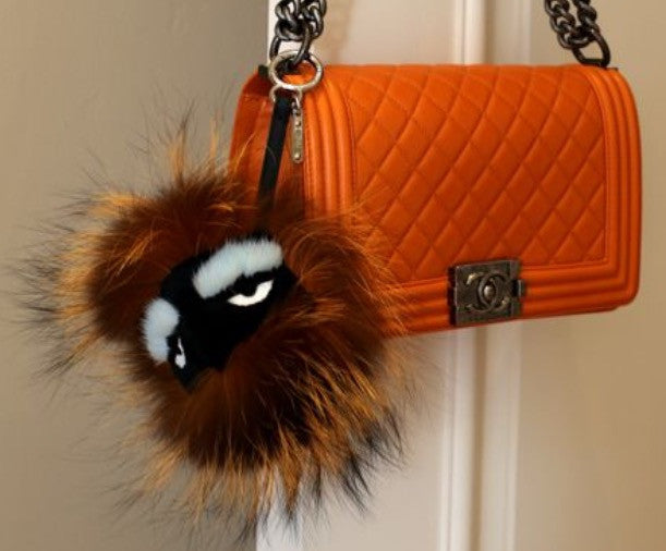 Fendi Fruits Fox Fur Bag Charm in Yellow