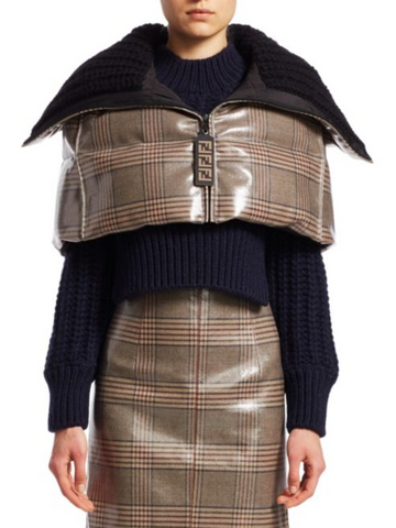 Fendi Plaid Puffer Caplet - Luxury Next Season 