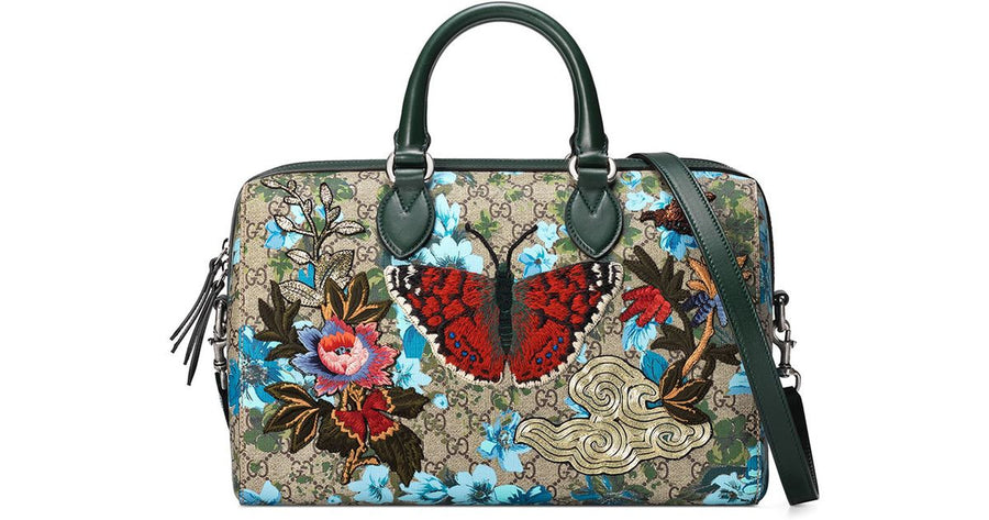 Gucci Linea A Butterfly Embroidered Boston Bag - Luxury Next Season 