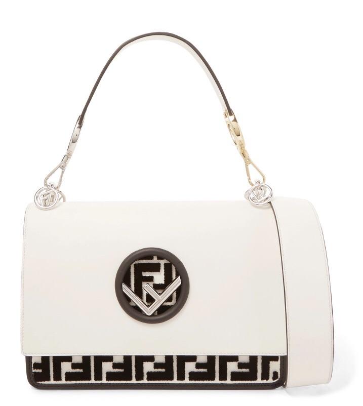 Fendi Flocked Black White Shoulder Bag - Luxury Next Season 
