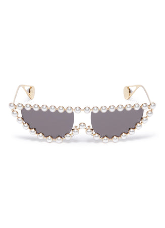 Gucci Pearl Frame Cat Eye Sunglasses Luxury Fashion Clothing and Accessories