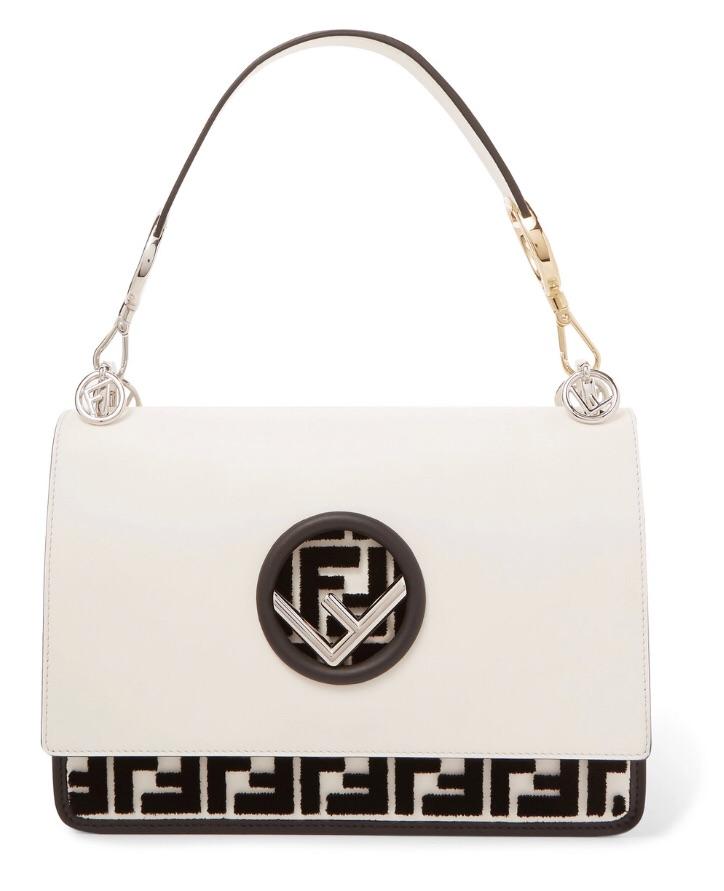 Fendi Flocked Black White Shoulder Bag  Luxury Fashion Clothing and  Accessories