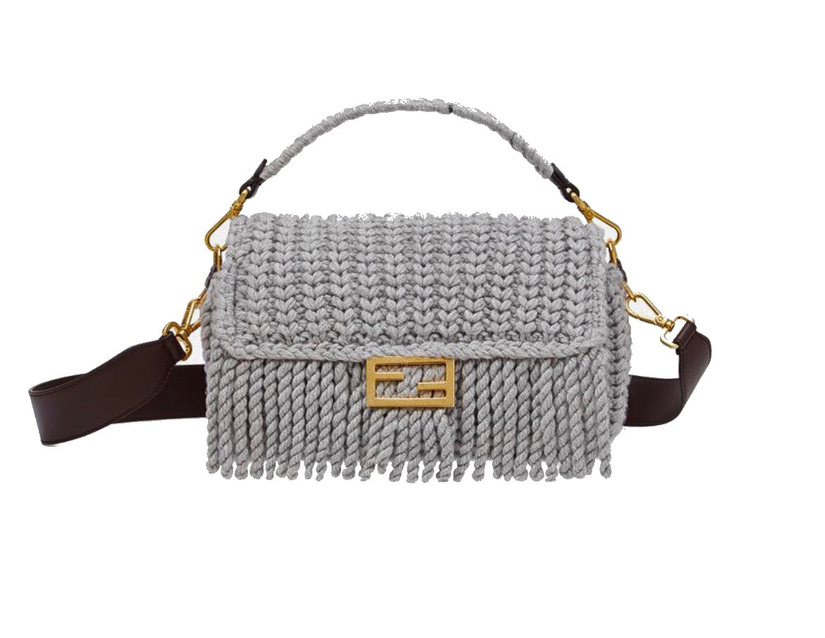 バッグ FENDI Baguette wool handbag Fendi Knitted Fringe Baguette Bag | Luxury Fashion Clothing