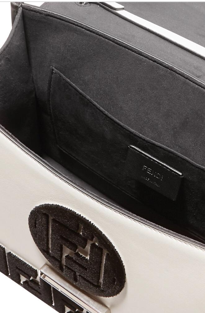 Fendi Flocked Black White Shoulder Bag - Luxury Next Season 