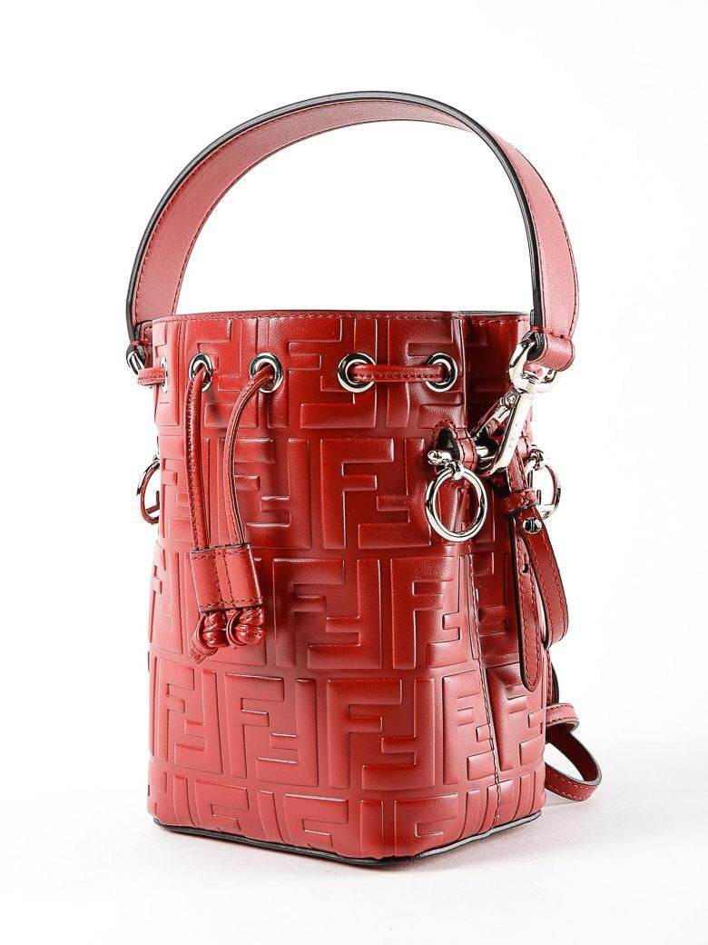 Fendi Metallic Raffia Mini Mon Tresor Bucket Bag