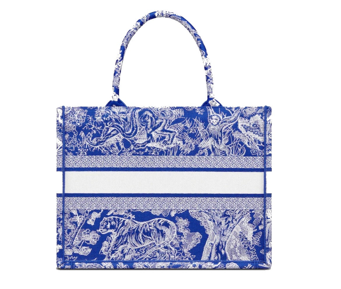 2025FALL◇Dioriviera Dior Book Tote ブルー バッグ Dioriviera Medium Dior Book Tote White and Azure Blue Toile
